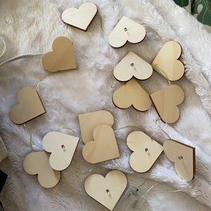 Wooden heart string lights